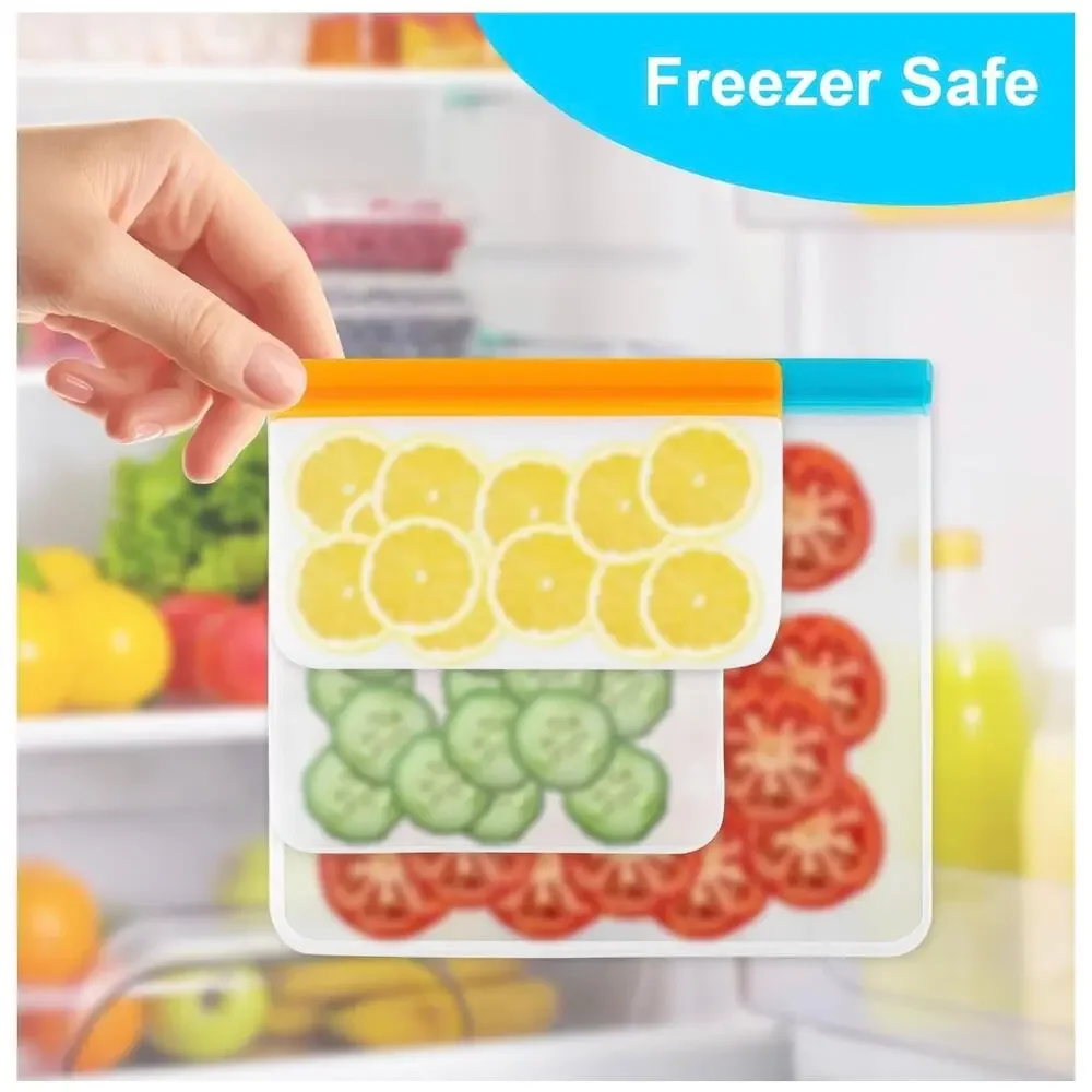 VUEKYN 12 Pack Reusable Freezer Bags Leakproof Food Storage Silicone snack Bags